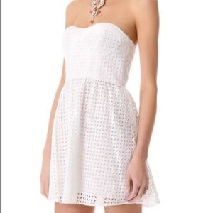 Parker White Eyelet Strapless Corset Dress